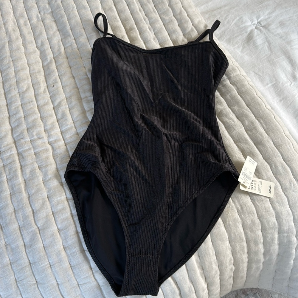 Aerie ribbed shine one piece full coverage